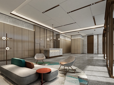 Modern Hotel Lobby 3d model