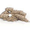 Stacked Hay Bales Building Structure With Natural Material And Central White Object 3d model