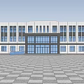 Modern Office Building Exterior Design With Glass Windows Landscaped Square And Greenery