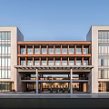 Modern Simple School Middle School Education Building Campus Teaching Building Playground 3d model