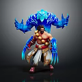 Muscular Fantasy Warrior With Beaded Necklace And Blue Demonic Creature Glowing Runes 3d model