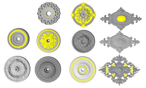 European-style lamp plate carved 3d model