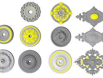 European-style lamp plate carved 3d model