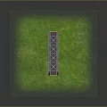 Blue Steel Frame Bridge With Concrete Piers On Green Grass Field