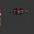 Sci Fi Female Warrior Character In Red Silver Armor With Red Black Futuristic Gun