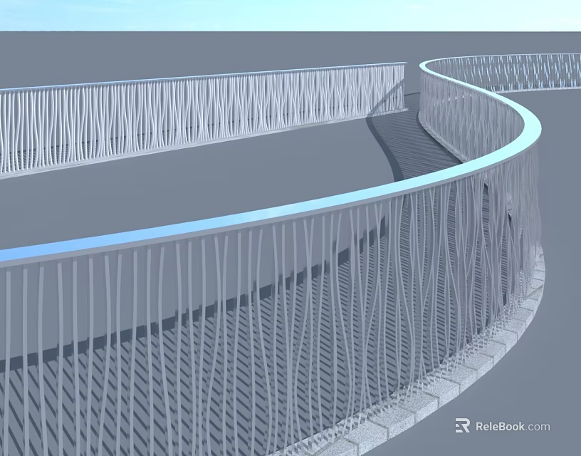 Stylish Modern Architectural Railings With Curved Design And Intricate Metal Work 3d model 