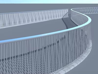 Stylish Modern Architectural Railings With Curved Design And Intricate Metal Work 3d model