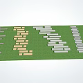 Colorful Stepping Stones Arrangement On Green Garden Lawn With Diverse Materials