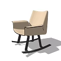 Beige Modern Rocking Chair With Comfortable Armrests And Black Frame Design