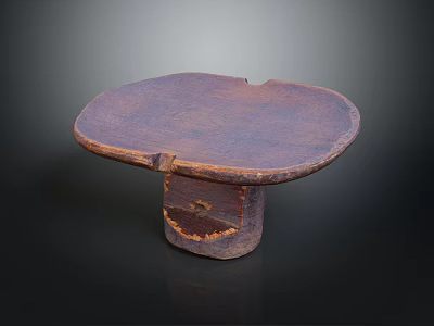 Handcrafted Wooden Tray With Oval Top Cylindrical Base And Natural Wood Grain 3d model