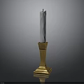 White Candle With Gold Pedestal Stand For Elegant Decorative