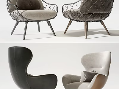 Modern Single Sofa Designs With Leather Fabric Upholstery And Metal Frame Details 3d model