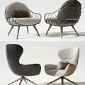 Modern Single Sofa Designs With Leather Fabric Upholstery And Metal Frame Details