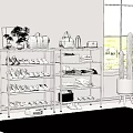 Multi Tiered Shoe Rack With Various Shoes Handbags And Storage Boxes In Living Room