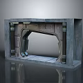 Modern Industrial Style Concrete Architectural Structure With Arched Opening And Metal Frame Details