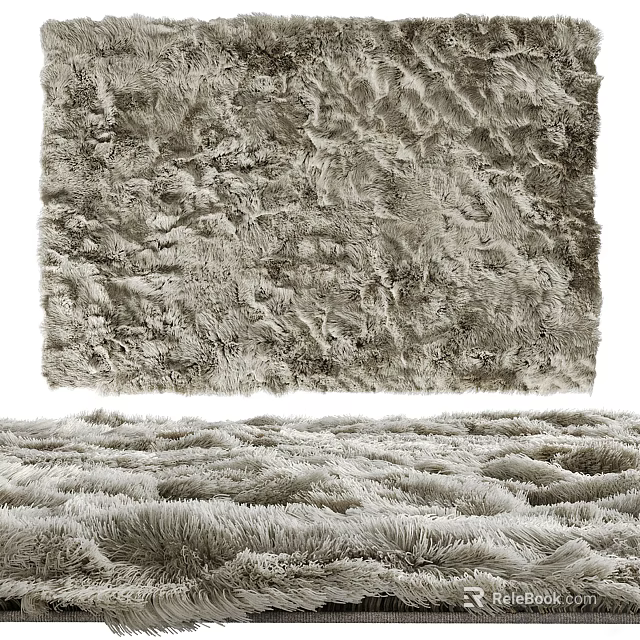 Plush Soft Gray Textured Square Rug For Modern Living Room Home Decor 3d model 
