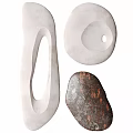 Modern Abstract Wall Decor Featuring Natural Textured Shapes White Brown Holes and Oval Designs