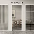 Glass Single Swing Door Designs Featuring Ribbed Clear and Grid Glass Panels for Modern Interiors