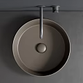Modern Round Washbasin With Matte Black Faucet And Multiple Color Options For Bathroom Design
