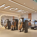 Modern Fitness Center Interior With Reception Desk Workout Equipment And Green Plants For Workout Space