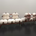 Modern Artistic Public Chairs With Cloud Shaped Seats And Brown Metal Frames