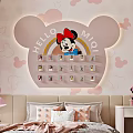 Pink Minnie Mouse Kids Room Interior With Bed Desk Curtains And Decor