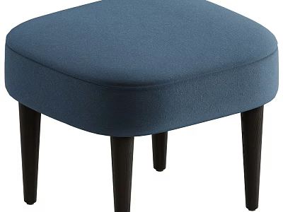 Stylish Blue Upholstered Ottoman With Black Wooden Legs For Modern Living Room Decor 3d model
