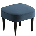 Stylish Blue Upholstered Ottoman With Black Wooden Legs For Modern Living Room Decor