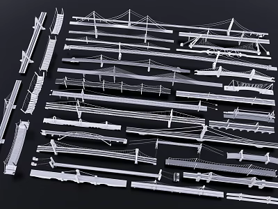 Various Landscape Bridge Models With Different Structural Designs And Architectural Styles 3d model