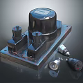 Black Industrial Switch Panel With Two Control Knobs And Connected Electrical Accessories