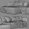 Cozy Gray Sofa Displayed In Multiple Angles With Pillows And Blankets 3d model