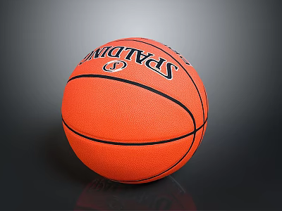 Spalding Orange Basketball With Textured Surface And Reflection On Dark Background 3d model