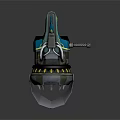 Futuristic Sci Fi Weapon With Metallic Structure Mechanical Pipes Blue Accents And Orange Core