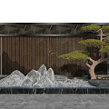 New Chinese style landscape sketch landscape wall 3d model