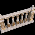 Ornate Architectural Balustrade In Marble With Gold Leaf Motifs And Spherical Finials