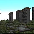 Modern Residential Buildings Exterior Design With Green Lawn Landscaped Garden And Trees