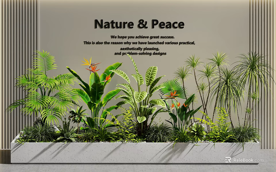 Indoor Plant Combination With Various Green Foliage And Nature Peace Theme Decor 3d model 
