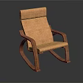 Modern Leisure Chair With Wooden Frame Light Colored Cushion And Rocking Design