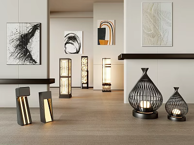 Modern Outdoor Lights With Stylish Metal Frames And Unique Designs For Garden Use 3d model