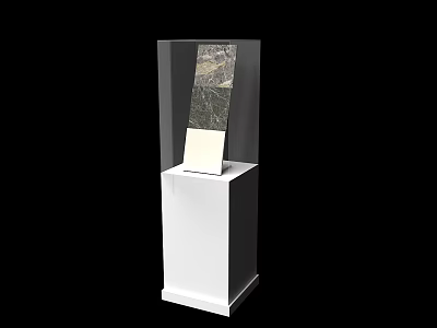 Modern White Display Cabinet Shelf With Glass Showcase And Textured Exhibit Inside 3d model