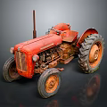 Vintage Red Tractor As Garden Ornament With Rustic Charm And Classic Design