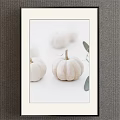 White Mini Pumpkins With Green Leaves On White Background Framed Artwork 3d model