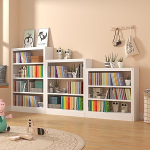 Steel Library Bookshelf Home Floor Storage Rack Children's Bookcase Living Room Picture Book Rack Simple Iron Storage Rack 3d model