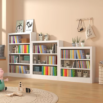 Steel Library Bookshelf Home Floor Storage Rack Children's Bookcase Living Room Picture Book Rack Simple Iron Storage Rack 3d model