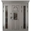 Elegant Metal Front Door With Decorative Glass Panels And Ornate Designs