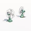 Vintage Light Green Electric Fans With Metal Mesh Cover And Retro Design