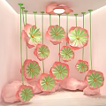 Vibrant Pink Green Photo Spot With Hanging Flowers And Cloud Decorations