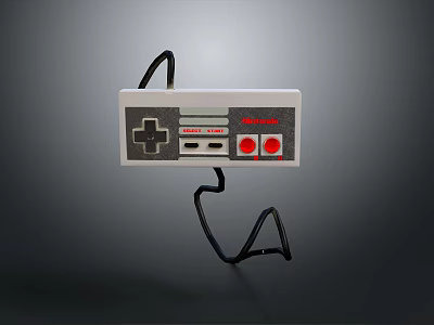 Classic Retro Game Controller With Directional Pad Red Buttons And Cable For Daily Use 3d model