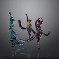 Vibrant Fantasy Characters In Ornate Costumes With Dynamic Poses And Flowing Garments