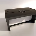 Black Functional Desk With Square Cutout Top And White Lower Panel 3d model